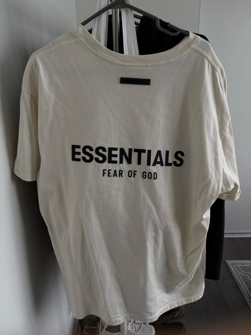 Essentials Fear of God Short Sleeve Tee - Cream with Black Logo